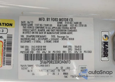 2013 Ford Fusion Hybrid Titanium from USA, damaged, VIN 3FA6P0RU3DR360693